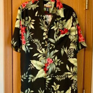 HAVANA JACKS CAFE MENS HAWAIIAN SHIRT SIZE M BLACK FLORAL